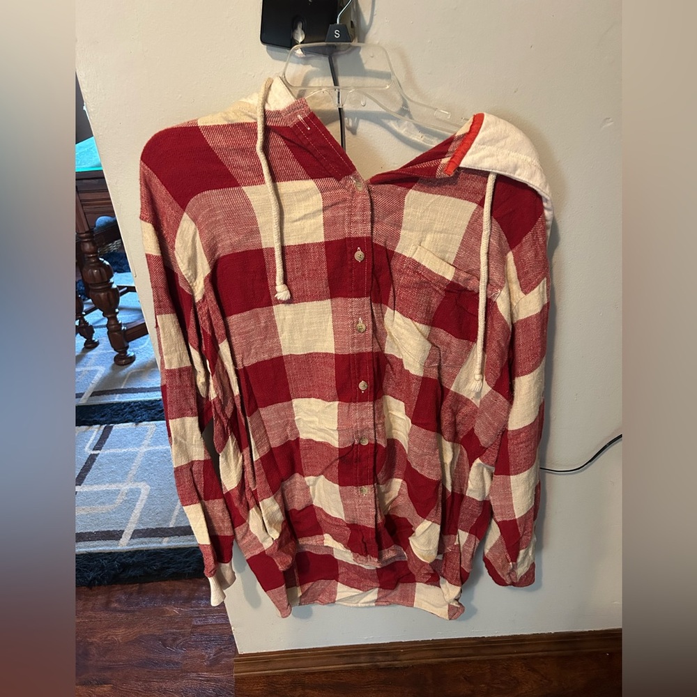 American Eagle Flannel Hoodie Size Large